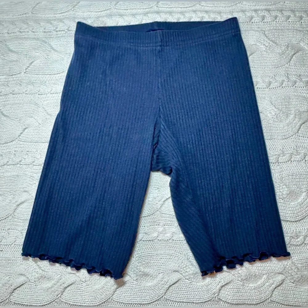 Old Navy Blue Ribbed Shorts with Lettuce Hem #1129